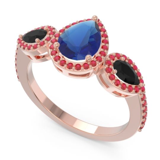 Halo Three Stone Pear Shape Varsana Ring