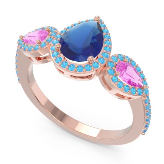 Halo Three Stone Pear Shape Varsana Ring