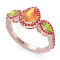 Halo Three Stone Pear Shape Varsana Ring