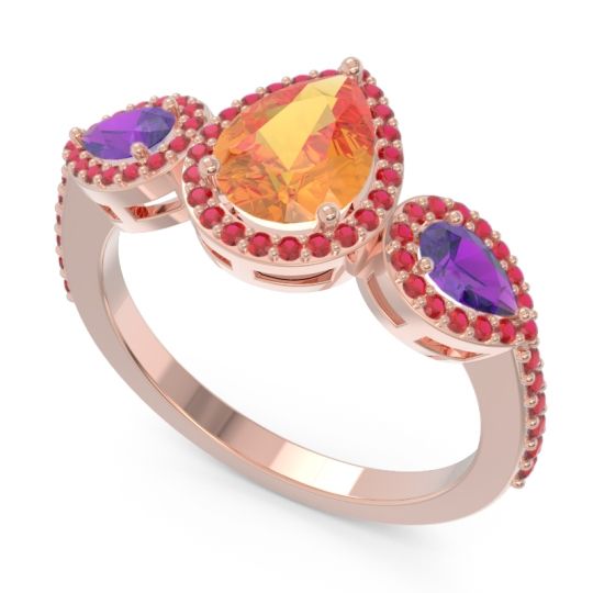 Halo Three Stone Pear Shape Varsana Ring