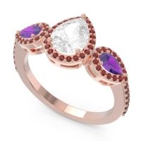 Halo Three Stone Pear Shape Varsana Ring