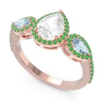 Halo Three Stone Pear Shape Varsana Ring