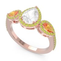 Halo Three Stone Pear Shape Varsana Ring