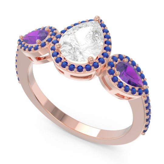 Halo Three Stone Pear Shape Varsana Ring