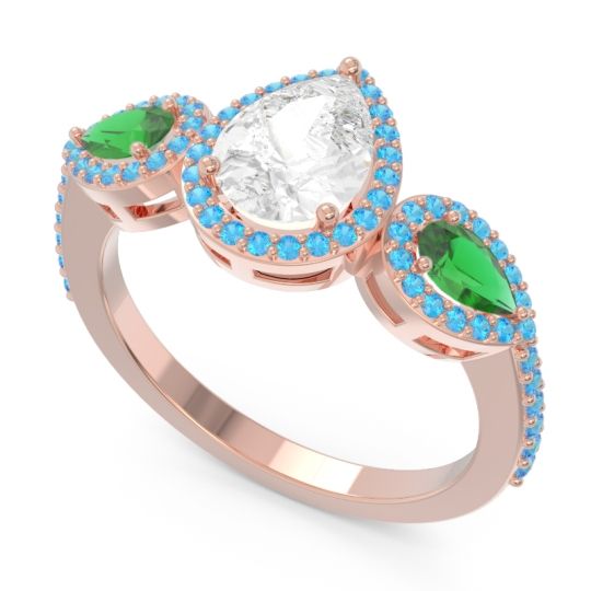 Halo Three Stone Pear Shape Varsana Ring
