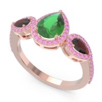 Halo Three Stone Pear Shape Varsana Ring