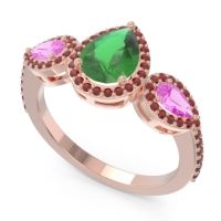 Halo Three Stone Pear Shape Varsana Ring