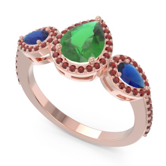 Halo Three Stone Pear Shape Varsana Ring