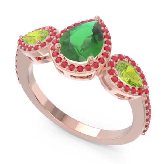 Halo Three Stone Pear Shape Varsana Ring