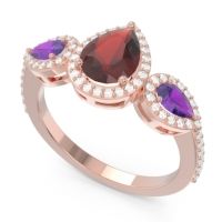 Halo Three Stone Pear Shape Varsana Ring