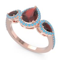 Halo Three Stone Pear Shape Varsana Ring