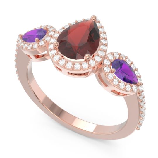 Halo Three Stone Pear Shape Varsana Ring