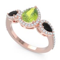 Halo Three Stone Pear Shape Varsana Ring