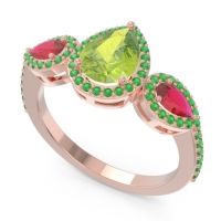 Halo Three Stone Pear Shape Varsana Ring