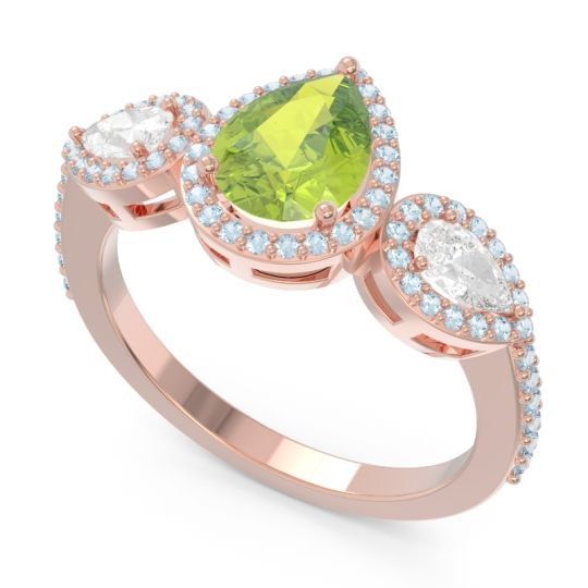 Halo Three Stone Pear Shape Varsana Ring