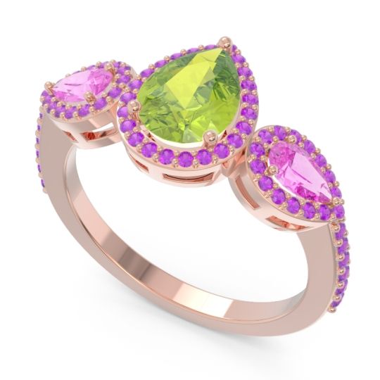 Halo Three Stone Pear Shape Varsana Ring