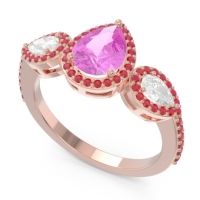Halo Three Stone Pear Shape Varsana Ring