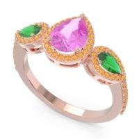 Halo Three Stone Pear Shape Varsana Ring