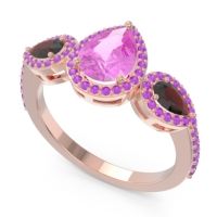 Halo Three Stone Pear Shape Varsana Ring