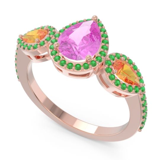 Halo Three Stone Pear Shape Varsana Ring