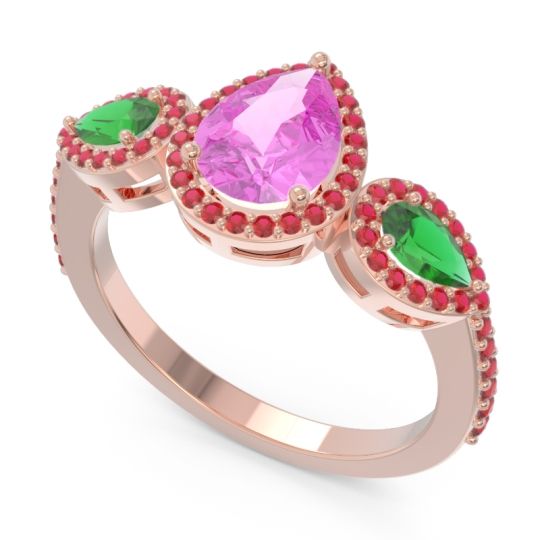 Halo Three Stone Pear Shape Varsana Ring