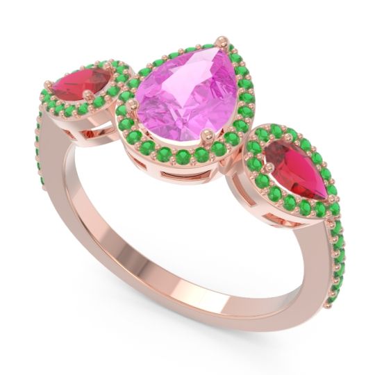 Halo Three Stone Pear Shape Varsana Ring