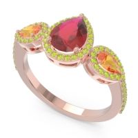 Halo Three Stone Pear Shape Varsana Ring