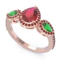 Halo Three Stone Pear Shape Varsana Ring