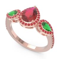 Halo Three Stone Pear Shape Varsana Ring