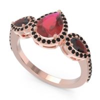 Halo Three Stone Pear Shape Varsana Ring