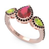 Halo Three Stone Pear Shape Varsana Ring