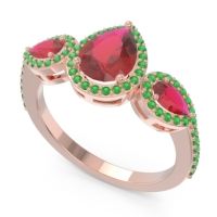 Halo Three Stone Pear Shape Varsana Ring