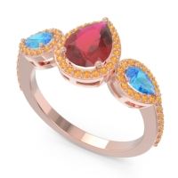 Halo Three Stone Pear Shape Varsana Ring