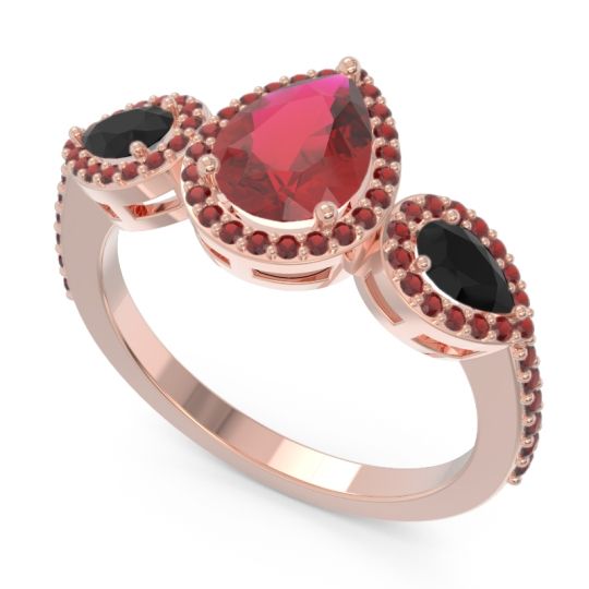 Halo Three Stone Pear Shape Varsana Ring
