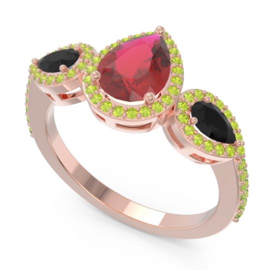 Halo Three Stone Pear Shape Varsana Ring