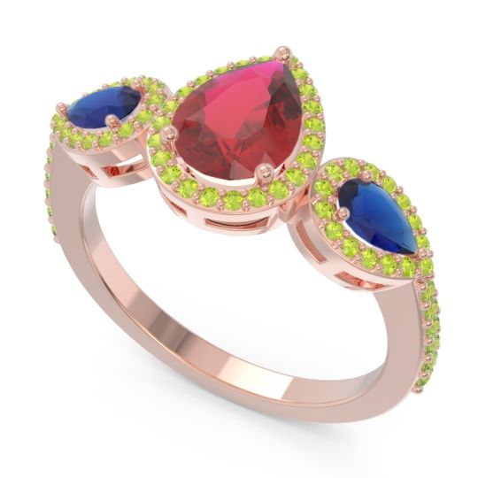Halo Three Stone Pear Shape Varsana Ring