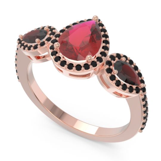 Halo Three Stone Pear Shape Varsana Ring