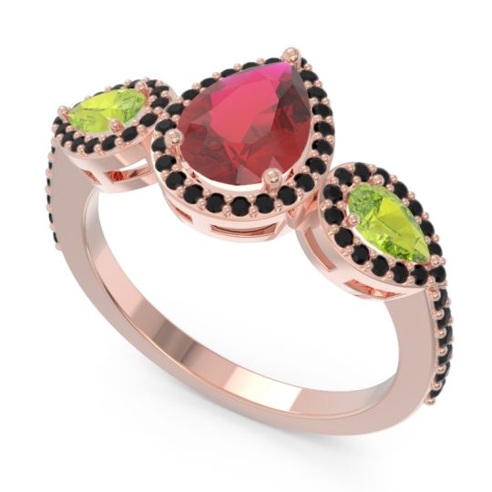 Halo Three Stone Pear Shape Varsana Ring