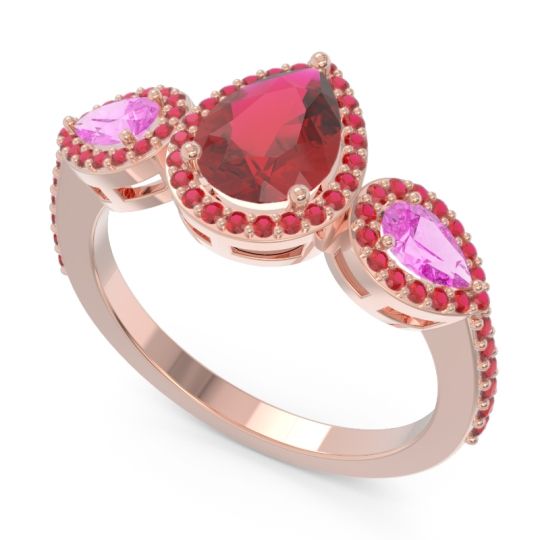 Halo Three Stone Pear Shape Varsana Ring