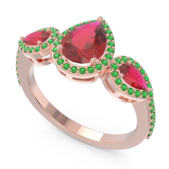 Halo Three Stone Pear Shape Varsana Ring