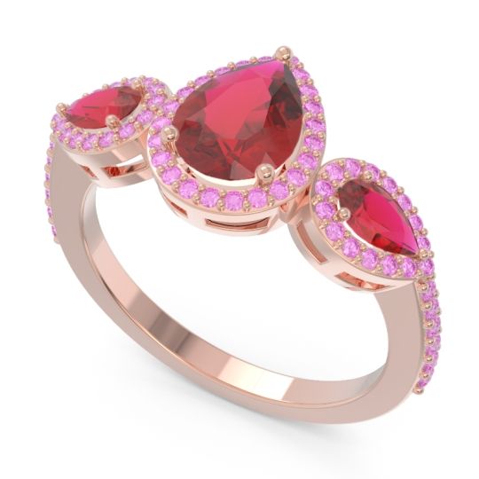 Halo Three Stone Pear Shape Varsana Ring