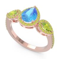 Halo Three Stone Pear Shape Varsana Ring