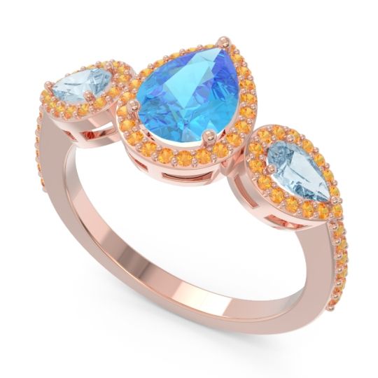 Halo Three Stone Pear Shape Varsana Ring
