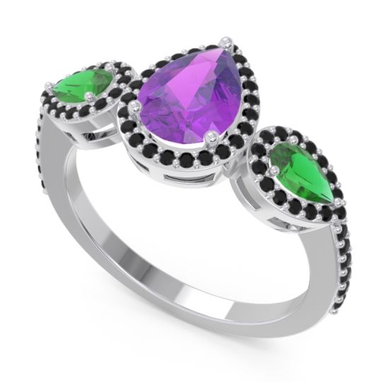 Halo Three Stone Pear Shape Varsana Ring