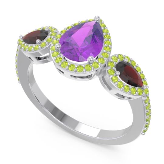 Halo Three Stone Pear Shape Varsana Ring