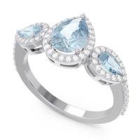 Halo Three Stone Pear Shape Varsana Ring