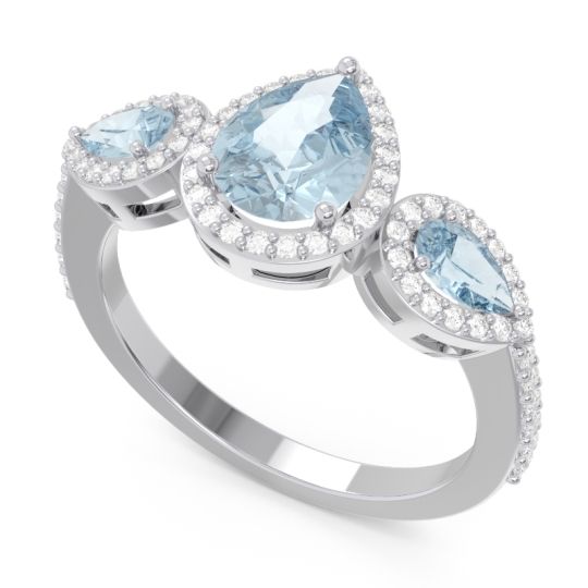 Halo Three Stone Pear Shape Varsana Ring