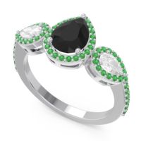 Halo Three Stone Pear Shape Varsana Ring