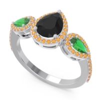 Halo Three Stone Pear Shape Varsana Ring