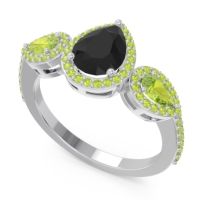 Halo Three Stone Pear Shape Varsana Ring